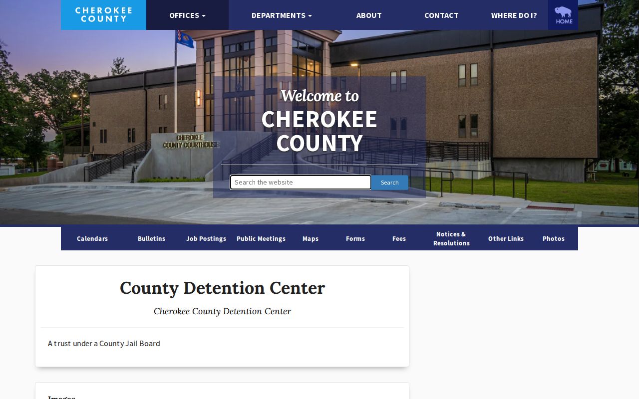 Cherokee County Detention Center official booking-record access page